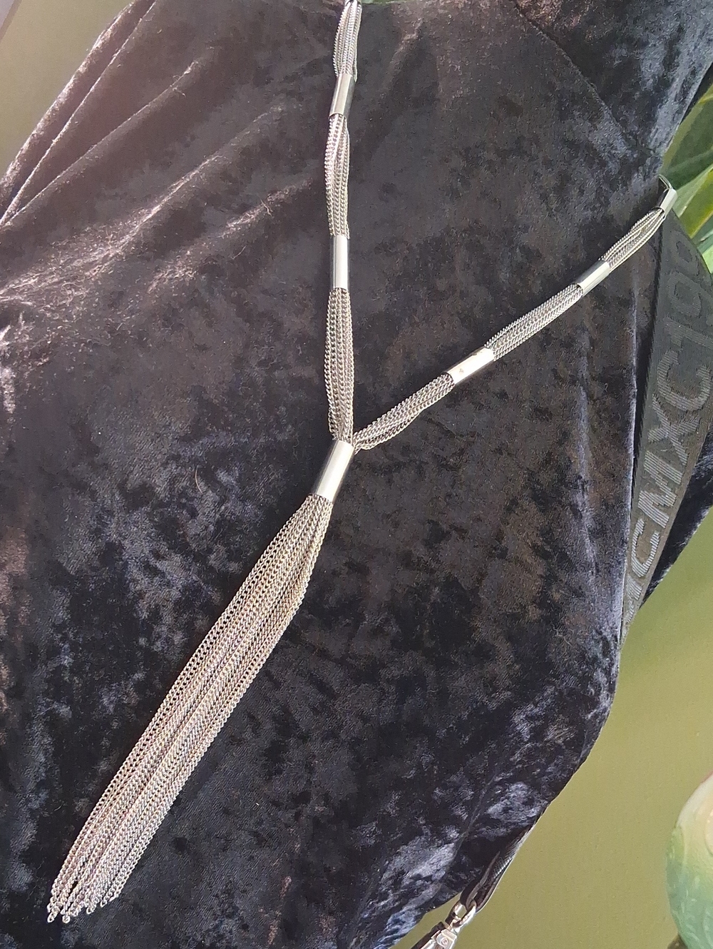 Stella & Dot Silver Multi-Chain Tassel Y-Necklace